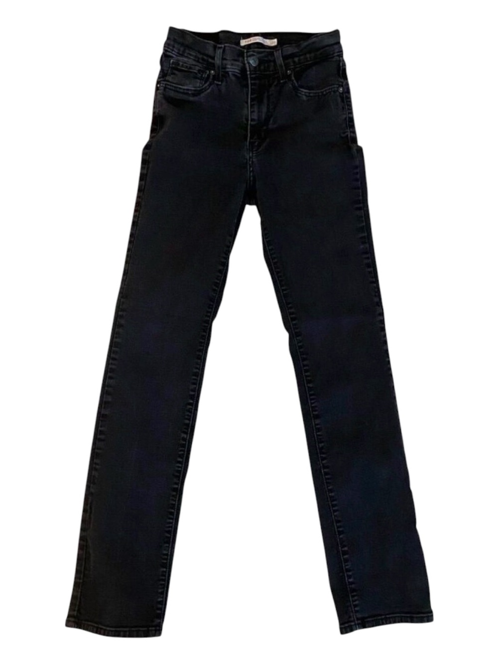 Levis 724 High Rise Straight Jeans Size 25 Black flattering stretch Denim Womens